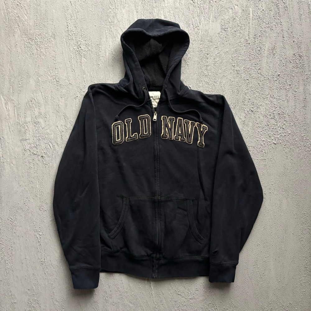 Vintage Old Navy Full Zip Hoodie Mens Medium Black 2000s